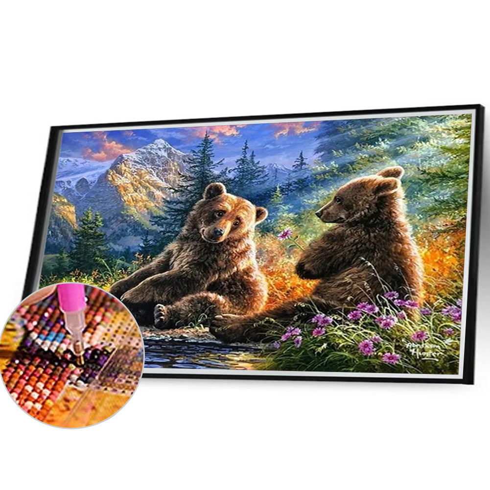 Forest Brown Bear - Full Square Drill Diamond Painting 40*30CM