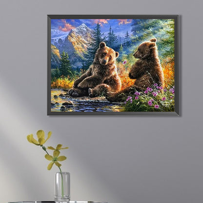 Forest Brown Bear - Full Square Drill Diamond Painting 40*30CM