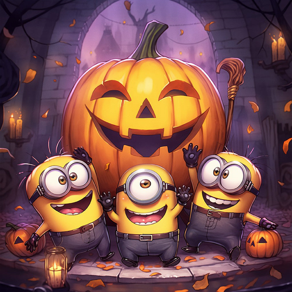 Minions And Jack-O-Lanterns - Full Round Drill Diamond Painting 40*40CM