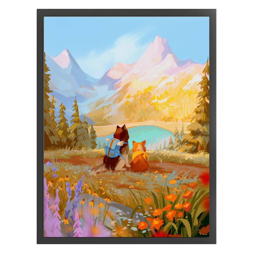 Two Puppies In The Forest - 11CT Stamped Cross Stitch 40*55CM