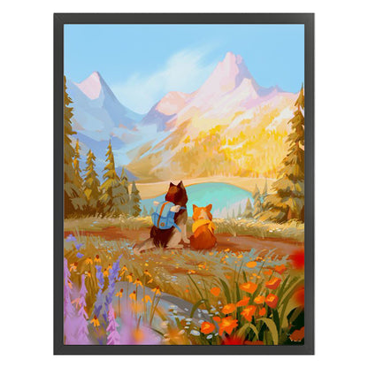 Two Puppies In The Forest - 11CT Stamped Cross Stitch 40*55CM