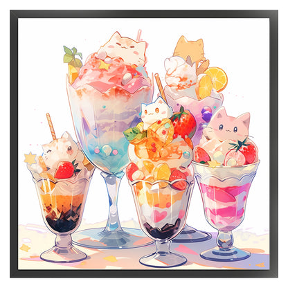 Cats And Ice Cream - 11CT Stamped Cross Stitch 50*50CM