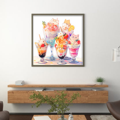 Cats And Ice Cream - 11CT Stamped Cross Stitch 50*50CM