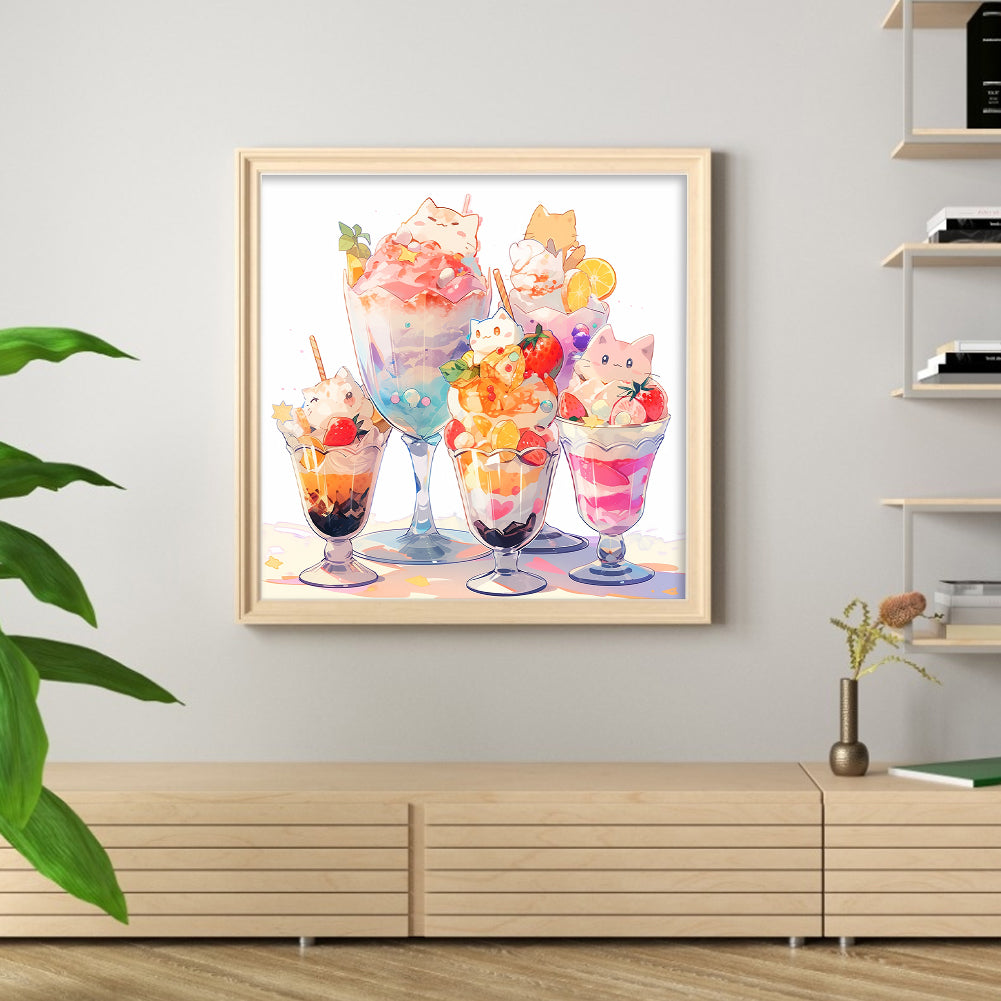 Cats And Ice Cream - 11CT Stamped Cross Stitch 50*50CM