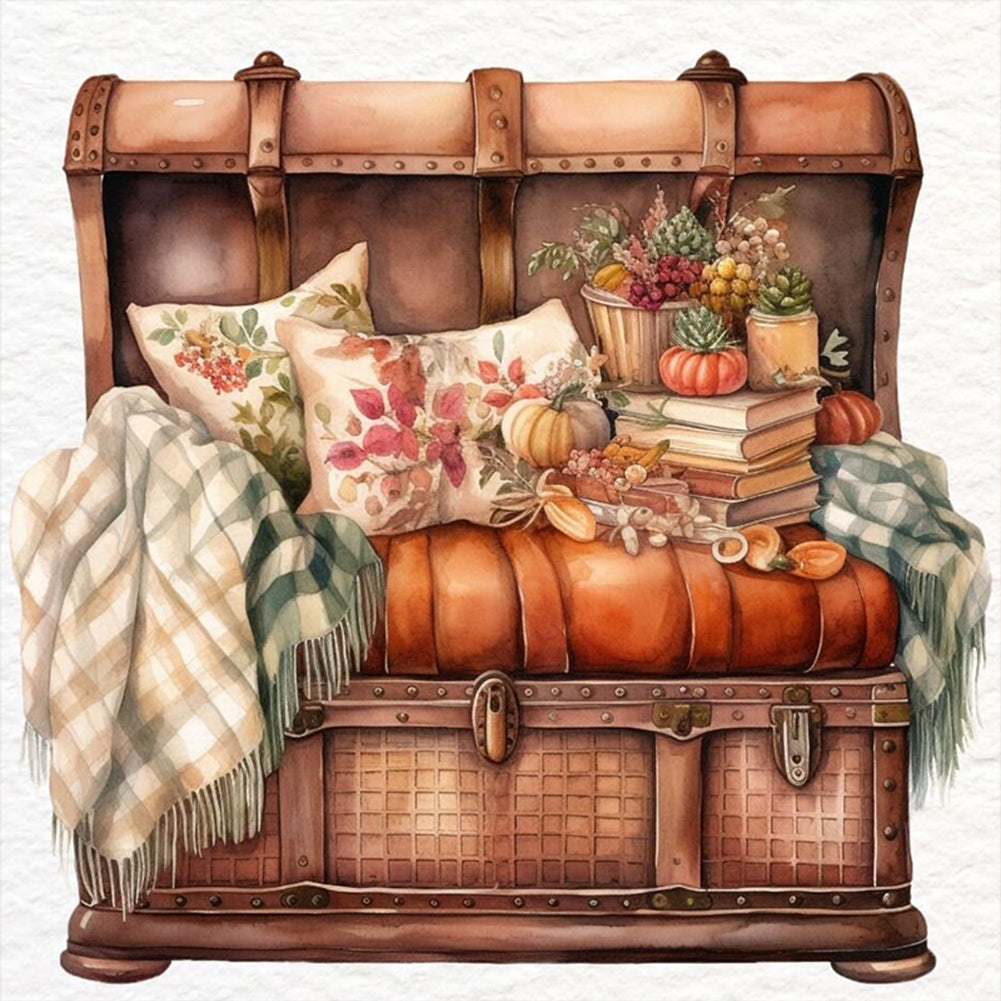 Autumn Harvest Box - 11CT Stamped Cross Stitch 50*50CM