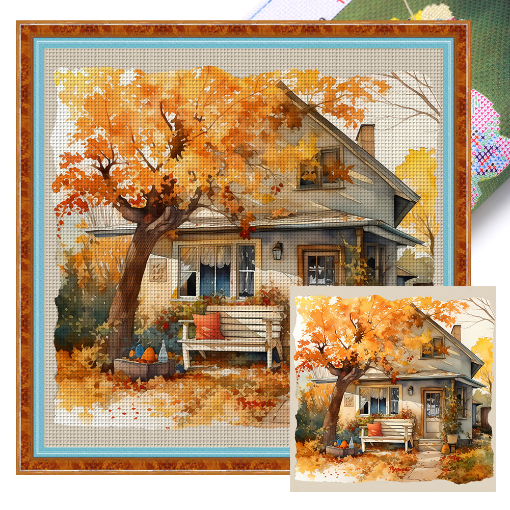 Autumn House - 11CT Stamped Cross Stitch 50*50CM