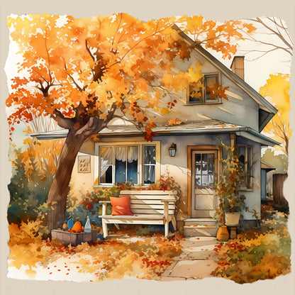 Autumn House - 11CT Stamped Cross Stitch 50*50CM