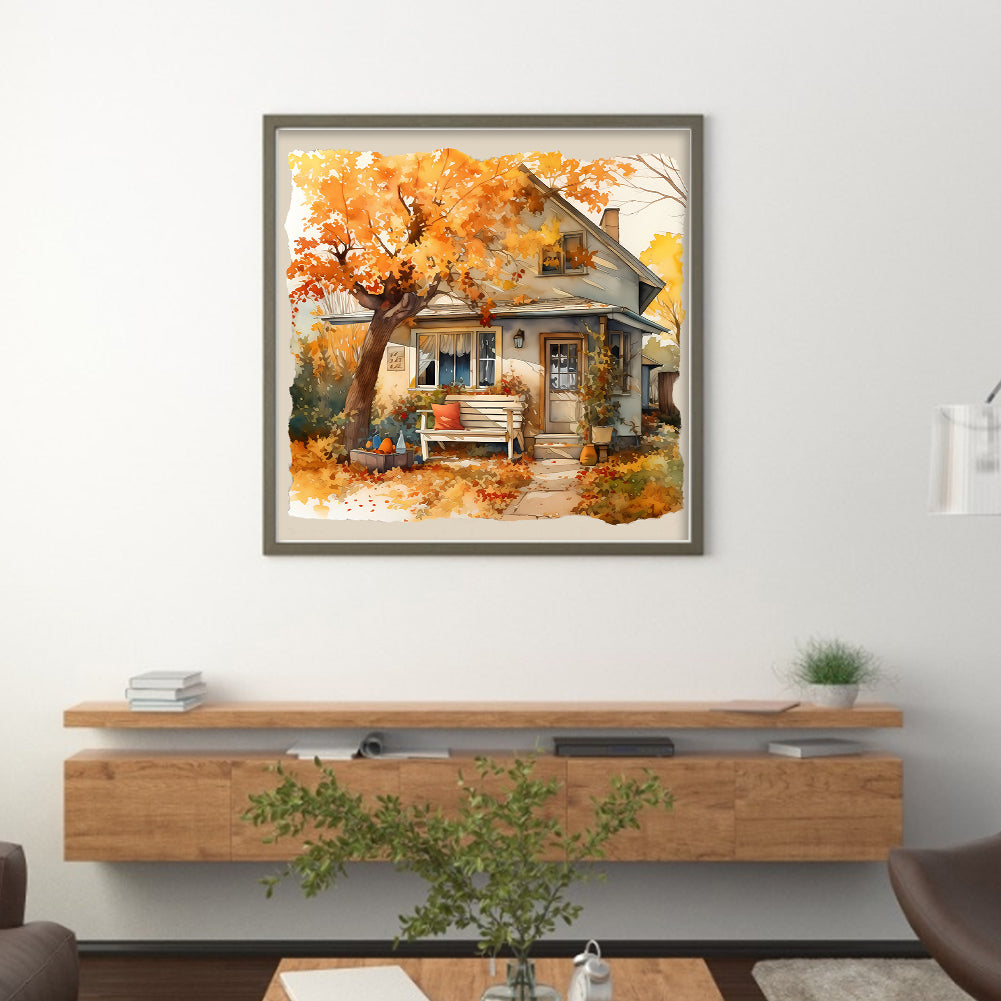 Autumn House - 11CT Stamped Cross Stitch 50*50CM