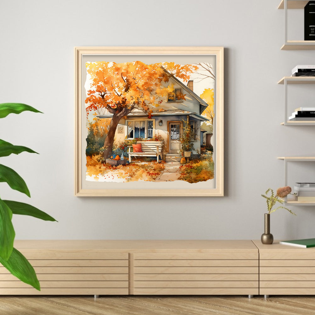 Autumn House - 11CT Stamped Cross Stitch 50*50CM