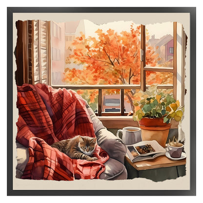 Kitten In Corner Of House - 11CT Stamped Cross Stitch 50*50CM