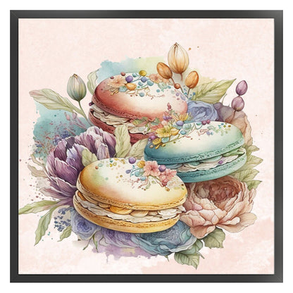 Flowers And Macarons - 11CT Stamped Cross Stitch 50*50CM