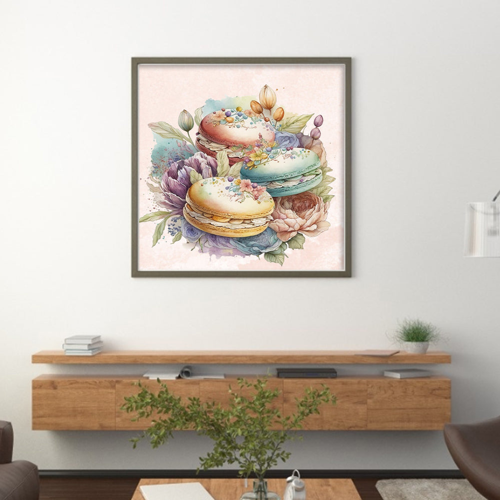 Flowers And Macarons - 11CT Stamped Cross Stitch 50*50CM