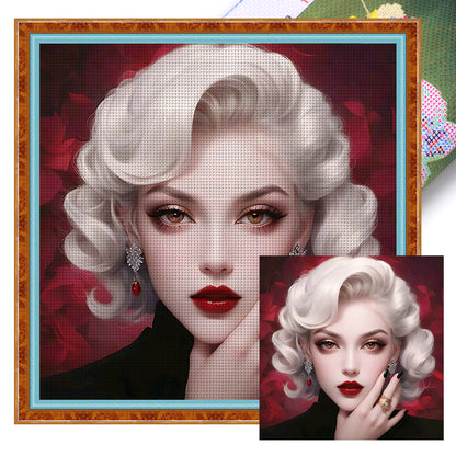 White Haired Woman - 11CT Stamped Cross Stitch 50*50CM