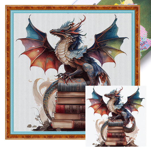 Flying Dragon In Book - 11CT Stamped Cross Stitch 60*60CM