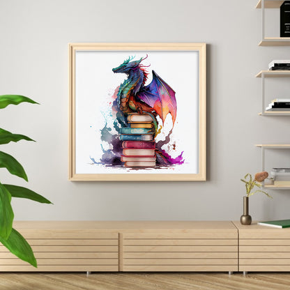 Flying Dragon In Book - 11CT Stamped Cross Stitch 60*60CM