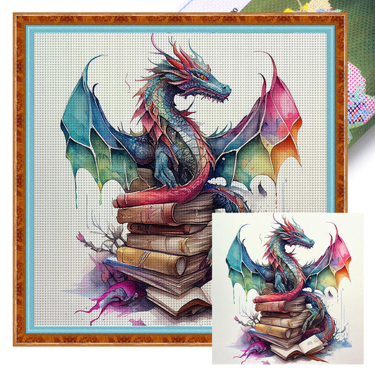 Flying Dragon In Book - 11CT Stamped Cross Stitch 60*60CM