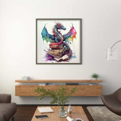 Flying Dragon In Book - 11CT Stamped Cross Stitch 60*60CM