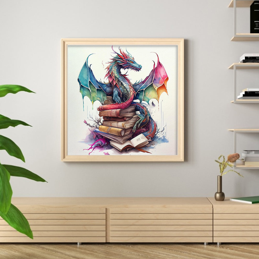 Flying Dragon In Book - 11CT Stamped Cross Stitch 60*60CM