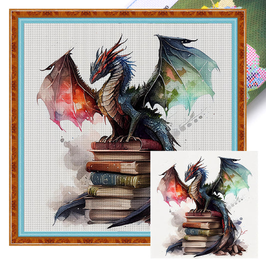 Flying Dragon In Book - 11CT Stamped Cross Stitch 60*60CM