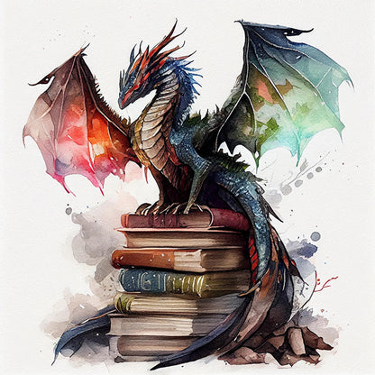 Flying Dragon In Book - 11CT Stamped Cross Stitch 60*60CM