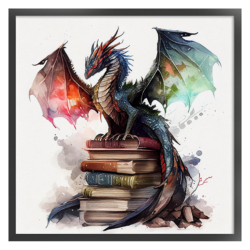 Flying Dragon In Book - 11CT Stamped Cross Stitch 60*60CM