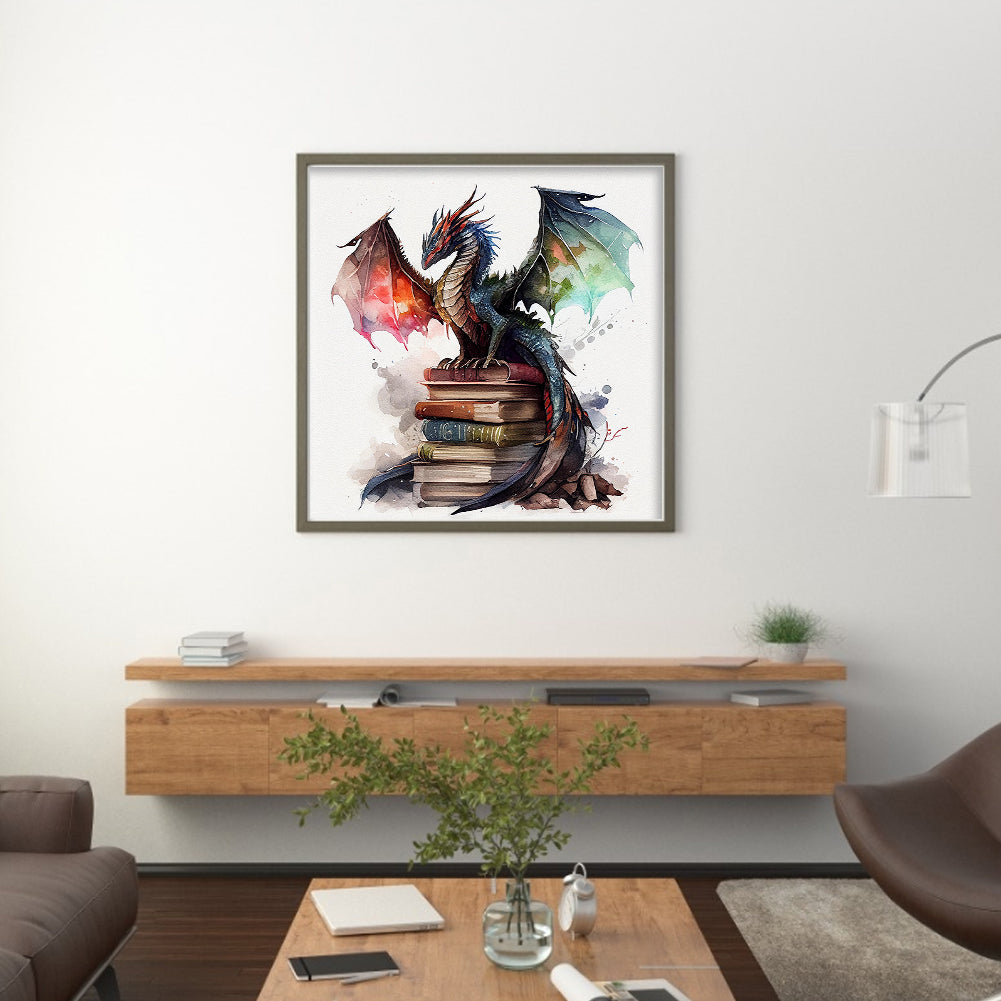 Flying Dragon In Book - 11CT Stamped Cross Stitch 60*60CM