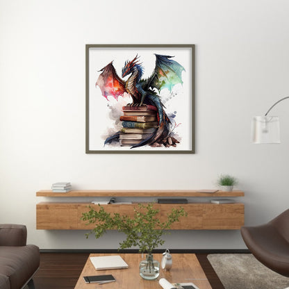 Flying Dragon In Book - 11CT Stamped Cross Stitch 60*60CM