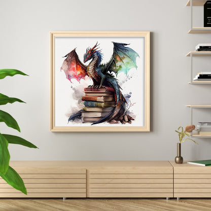 Flying Dragon In Book - 11CT Stamped Cross Stitch 60*60CM