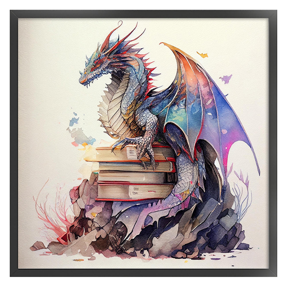 Flying Dragon In Book - 11CT Stamped Cross Stitch 60*60CM