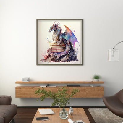 Flying Dragon In Book - 11CT Stamped Cross Stitch 60*60CM