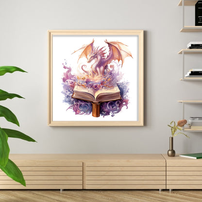 Flying Dragon In Book - 11CT Stamped Cross Stitch 60*60CM