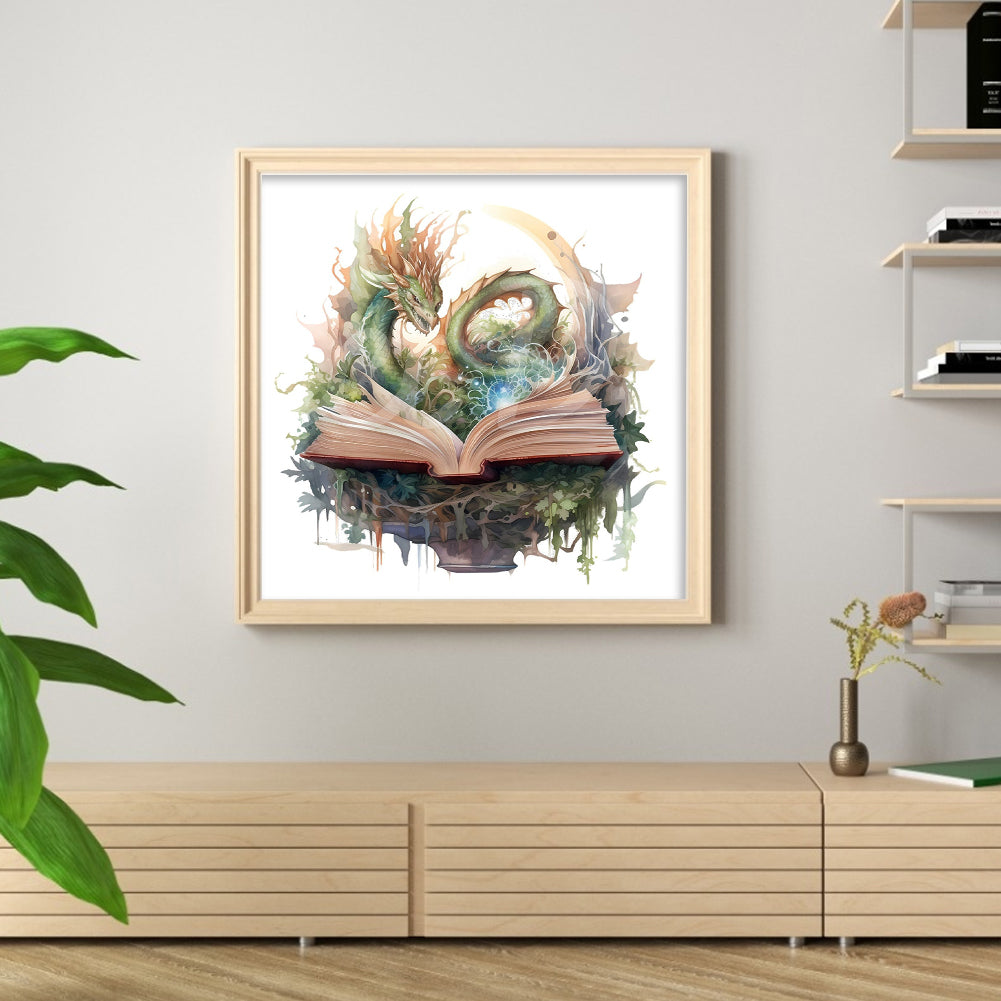 Flying Dragon In Book - 11CT Stamped Cross Stitch 60*60CM