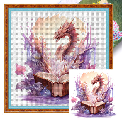 Flying Dragon In Book - 11CT Stamped Cross Stitch 60*60CM