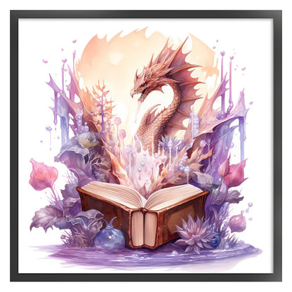 Flying Dragon In Book - 11CT Stamped Cross Stitch 60*60CM