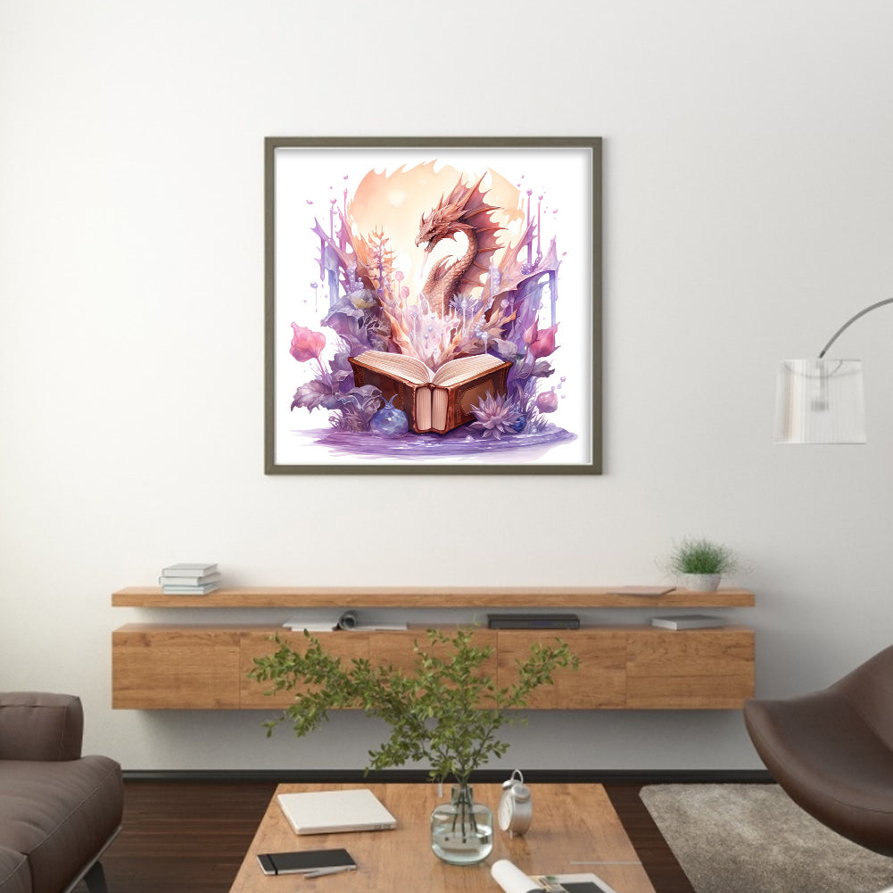 Flying Dragon In Book - 11CT Stamped Cross Stitch 60*60CM