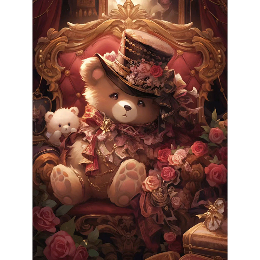 Rose And Bear - 11CT Stamped Cross Stitch 50*65CM