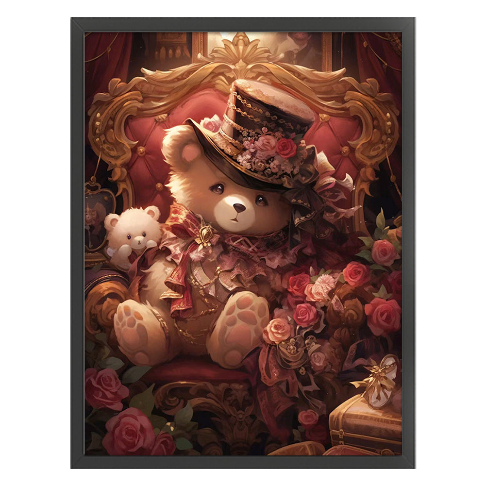 Rose And Bear - 11CT Stamped Cross Stitch 50*65CM