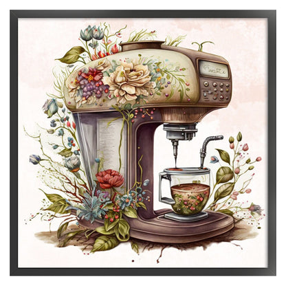 Flower Coffee Machine - 11CT Stamped Cross Stitch 60*60CM