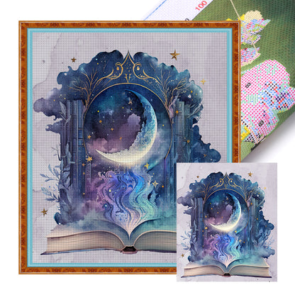 Moon On Book - 11CT Stamped Cross Stitch 60*65CM