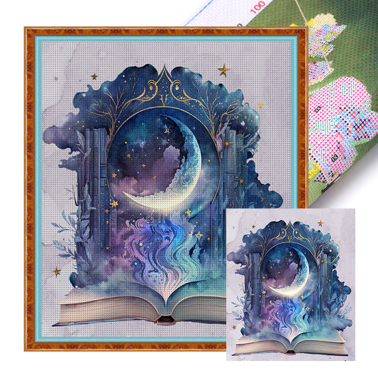 Moon On Book - 11CT Stamped Cross Stitch 60*65CM