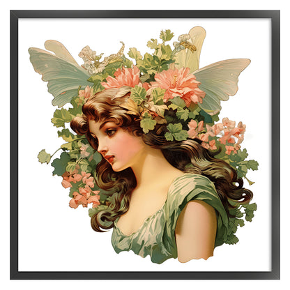Flowers Classical Woman - 11CT Stamped Cross Stitch 60*60CM