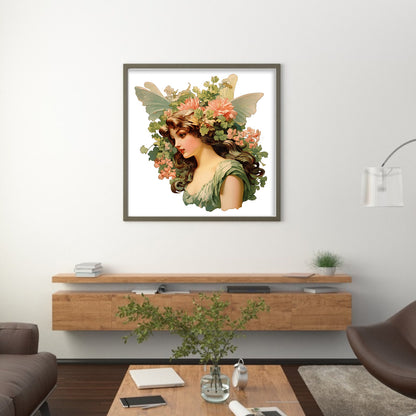 Flowers Classical Woman - 11CT Stamped Cross Stitch 60*60CM