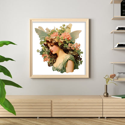 Flowers Classical Woman - 11CT Stamped Cross Stitch 60*60CM