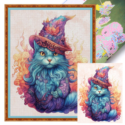 Magic Cat - 11CT Stamped Cross Stitch 55*70CM