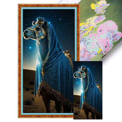 Blue Horse - 11CT Stamped Cross Stitch 40*80CM