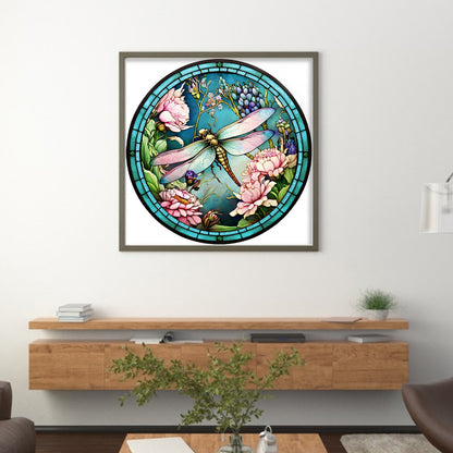 Glass Painting-Dragonfly - 14CT Counted Cross Stitch 40*40CM