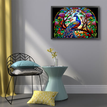 Glass Painting-Peacock - 14CT Counted Cross Stitch 55*40CM