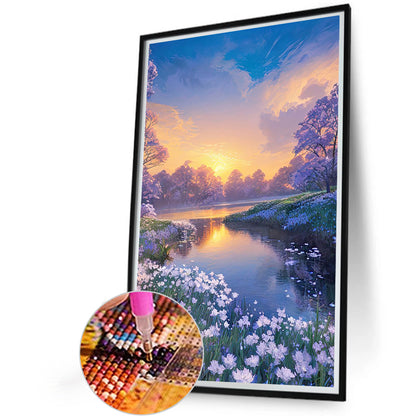 Landscape Flowers - Full Round Drill Diamond Painting 40*60CM