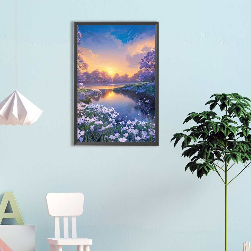 Landscape Flowers - Full Round Drill Diamond Painting 40*60CM