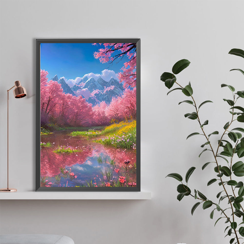 Landscape Flowers - Full Round Drill Diamond Painting 40*60CM